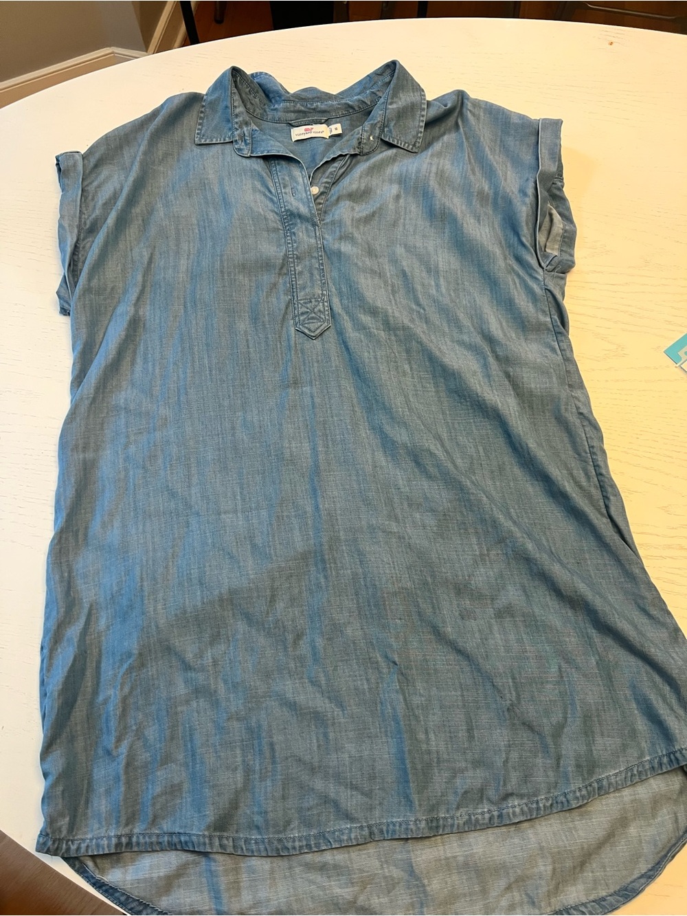 Vineyard Vines Light Blue Short-Sleeve Chambray Shirt Dress